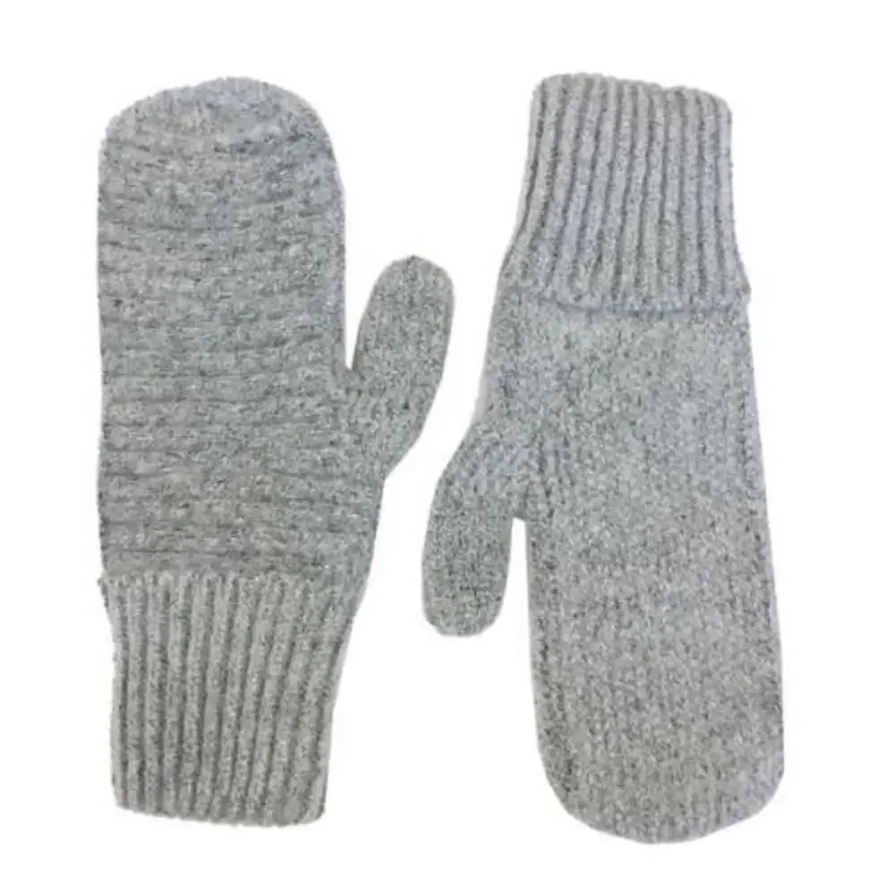 Sole Society Women's Mittens with Lurex Light Grey &‎ Silver Metallic One Size